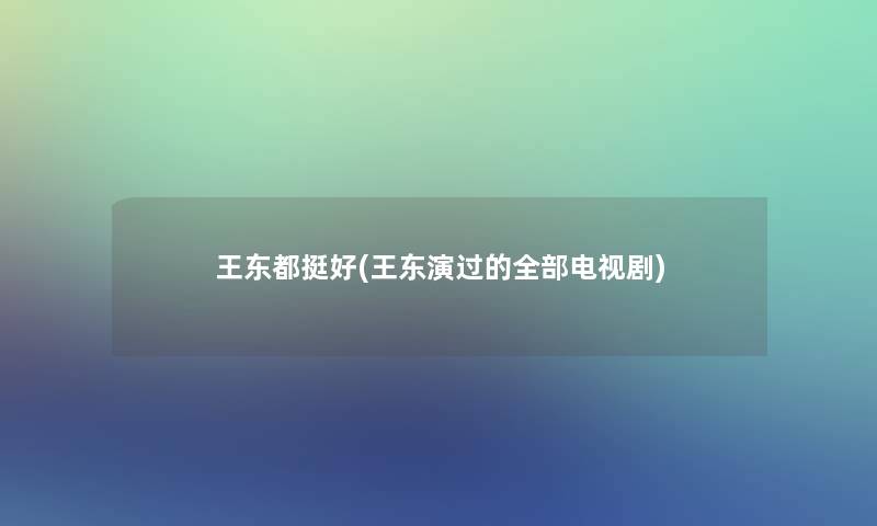 王东都挺好(王东演过的整理的电视剧)