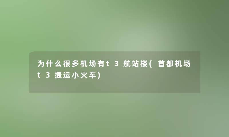 为什么很多机场有t3航站楼(首都机场t3捷运小火车)