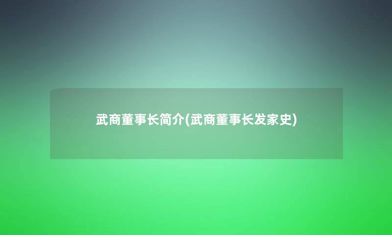 武商董事长想象中哈简介(武商董事长想象中哈发家史)