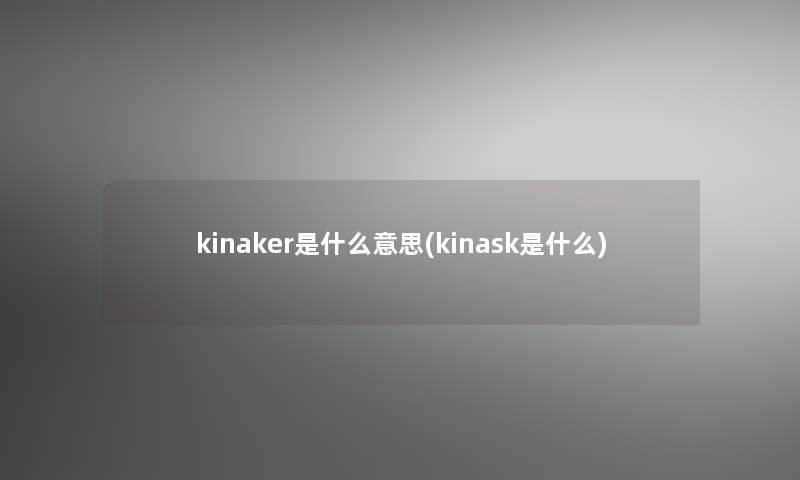 kinaker是什么意思(kinask是什么)