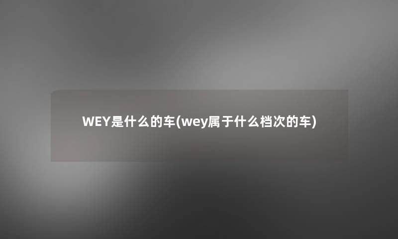 WEY是什么的车(wey属于什么档次的车)