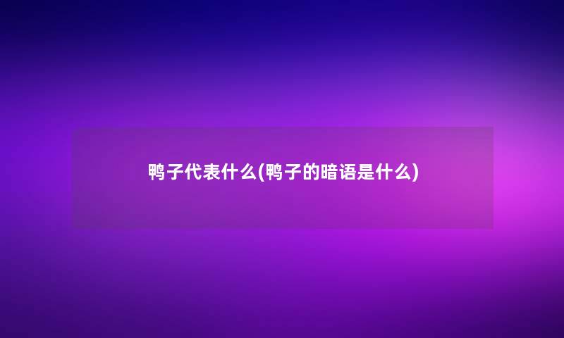 鸭子代表什么(鸭子的暗语是什么)