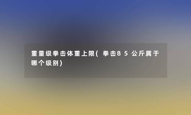 重量级拳击体重上限(拳击85公斤属于哪个级别)