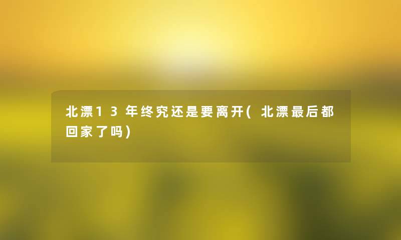 北漂13年终究还是要离开(北漂这里要说都回家了吗)