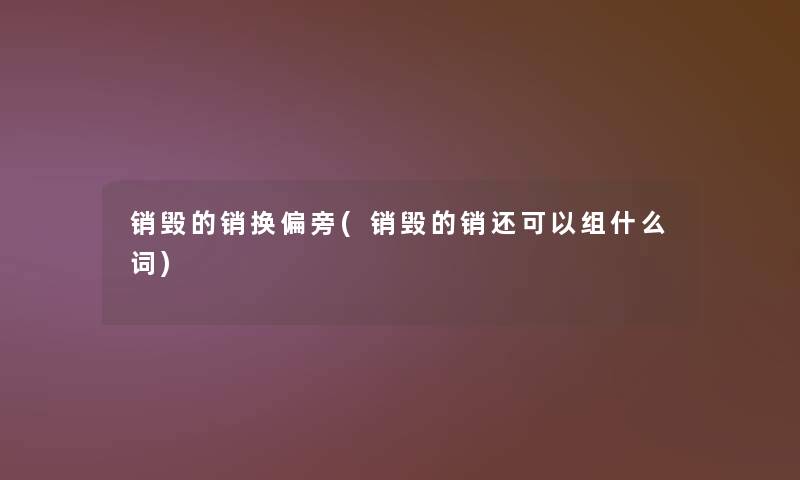 销毁的销换偏旁(销毁的销还可以组什么词)