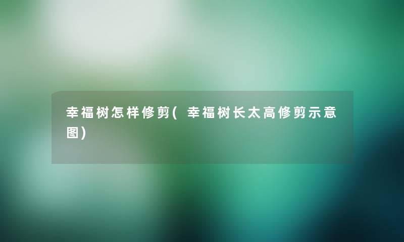 幸福树怎样修剪(幸福树长太高修剪示意图)