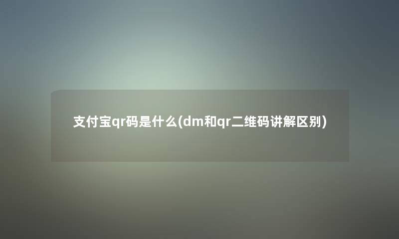 支付宝qr码是什么(dm和qr二维码讲解区别)