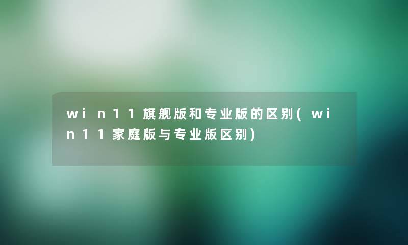 win11旗舰版和专业版的区别(win11家庭版与专业版区别)