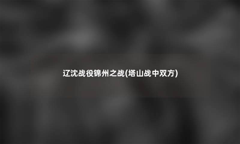 辽沈战役锦州之战(塔山战中双方)