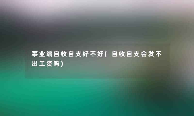 事业编自收自支好不好(自收自支会发不出工资吗)