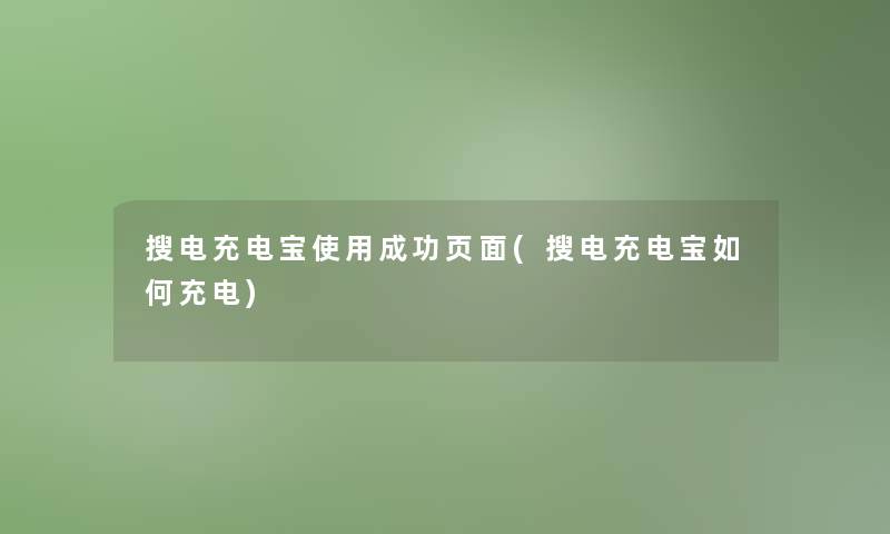 搜电充电宝使用成功页面(搜电充电宝如何充电)