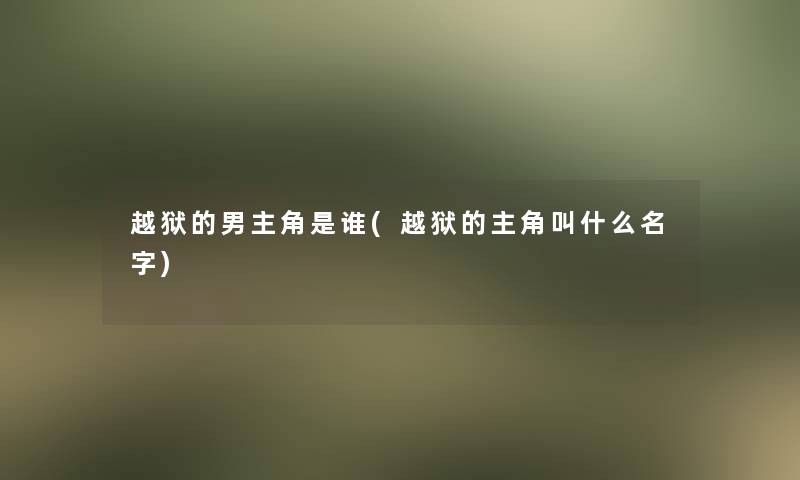 越狱的男主角是谁(越狱的主角叫什么名字)