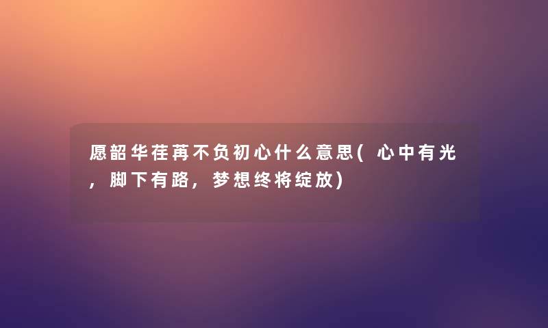 愿韶华荏苒不负初心什么意思(心中有光,脚下有路,梦想终将绽放)