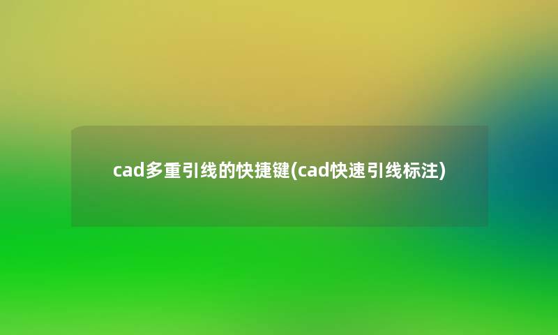 cad多重引线的快捷键(cad快速引线标注)