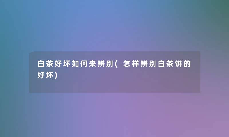 白茶好坏如何来辨别(怎样辨别白茶饼的好坏)