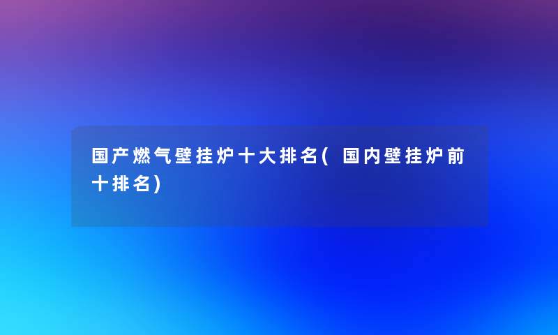 国产燃气壁挂炉一些推荐(国内壁挂炉前十推荐)