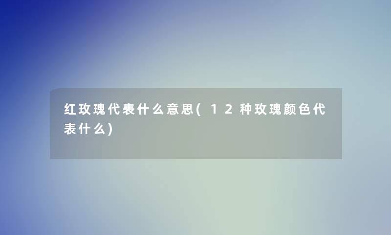 红玫瑰代表什么意思(12种玫瑰颜色代表什么)