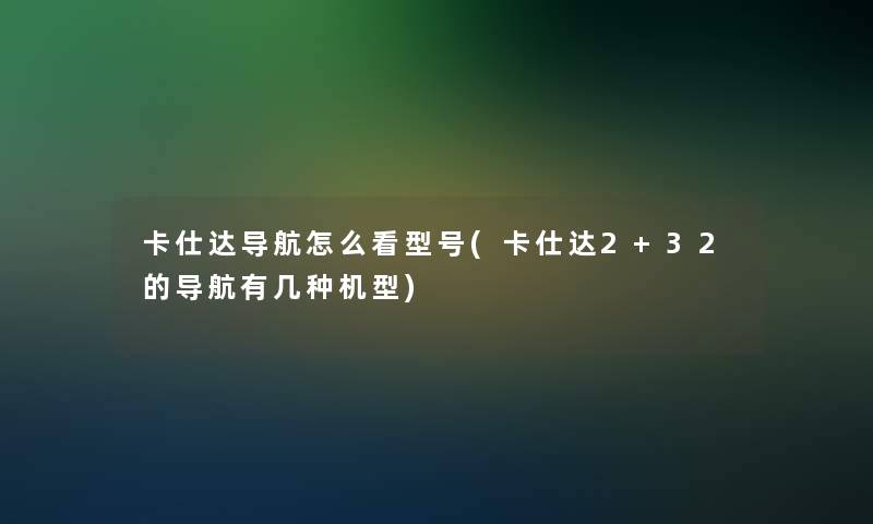 卡仕达导航怎么看型号(卡仕达2+32的导航有几种机型)