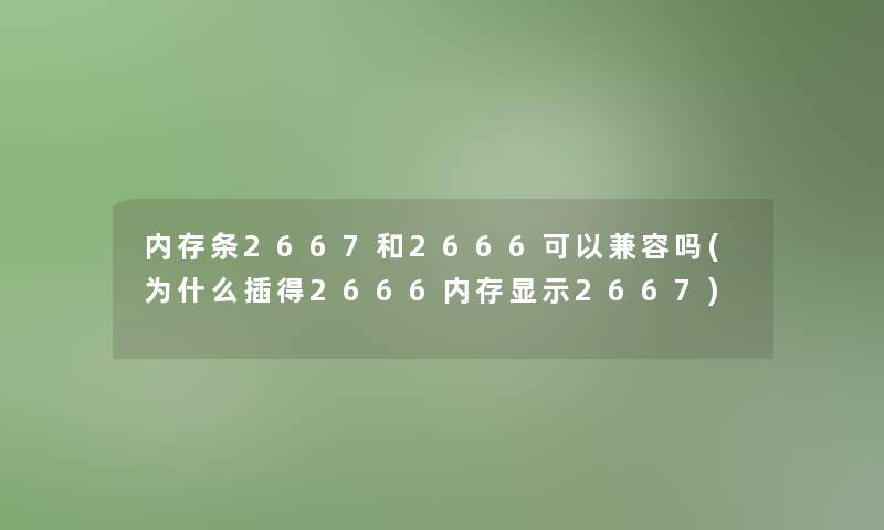 内存条2667和2666可以兼容吗(为什么插得2666内存显示2667)