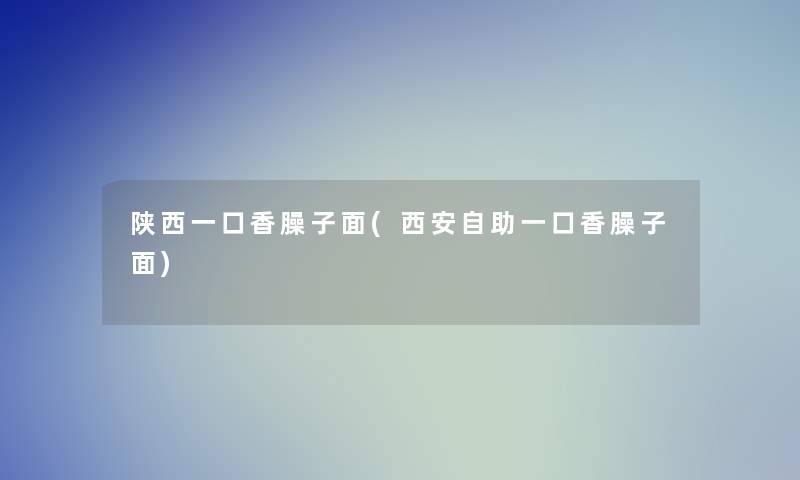 陕西一口香臊子面(西安自助一口香臊子面)