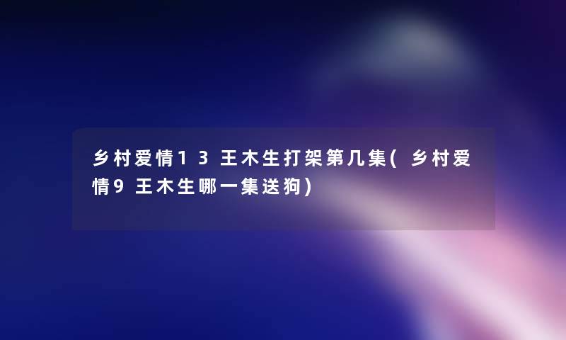 乡村爱情13王木生打架第几集(乡村爱情9王木生哪一集送狗)