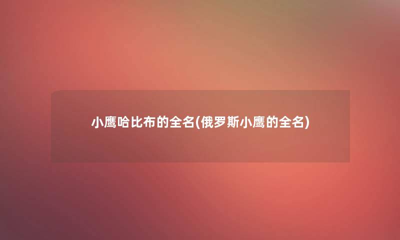 小鹰哈比布的全名(俄罗斯小鹰的全名)